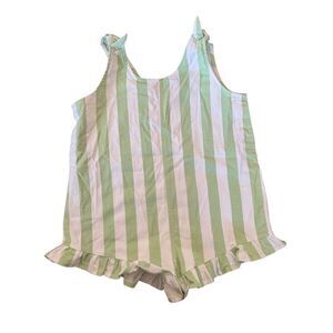 Monica & Andy girls organic cotton summer pastel key lime pie green white stripe